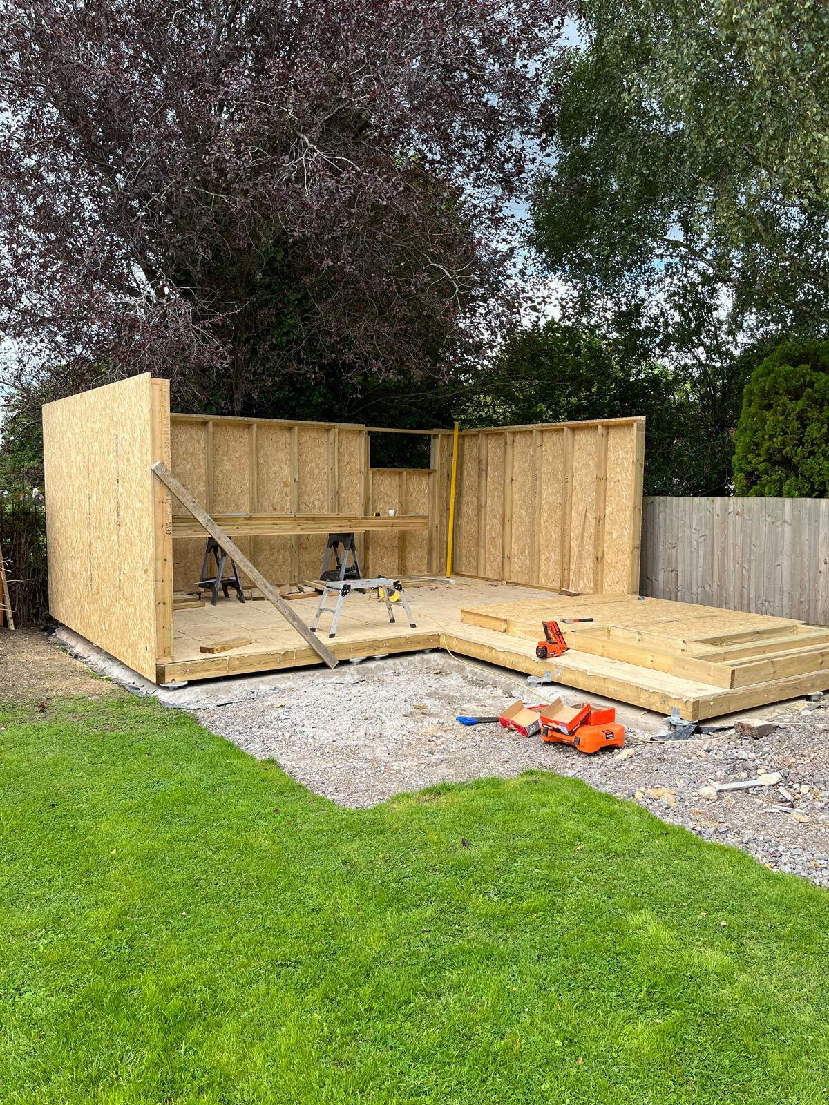 Greenview timber garden room structure during construction